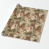 サンタクリスマスデコペビクトリアンヴィンテージ ラッピングペーパー (アンロールド)