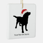サンタクリスマスハットを着た黒犬 セラミックオーナメント (右)