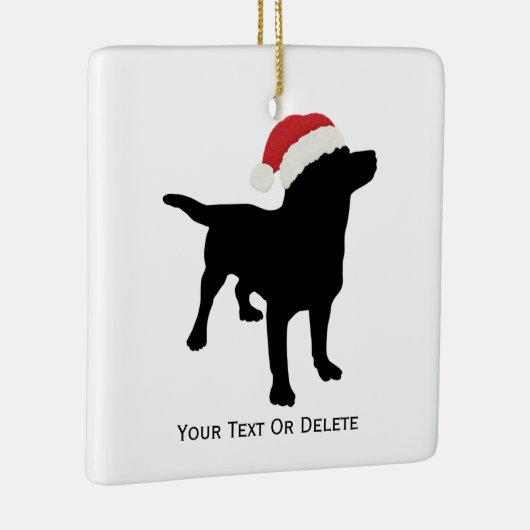 サンタクリスマスハットを着た黒犬 セラミックオーナメント (右)