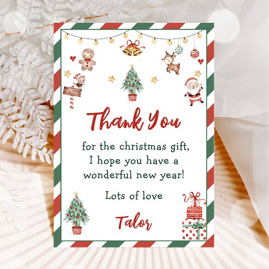 サンタクリスマスバースデーパーティーサンキューカード 招待状