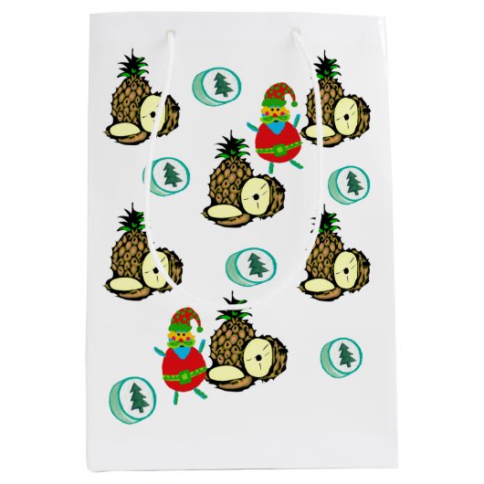 サンタクリスマスパイナップル抱き枕 ミディアムペーパーバッグ (正面)