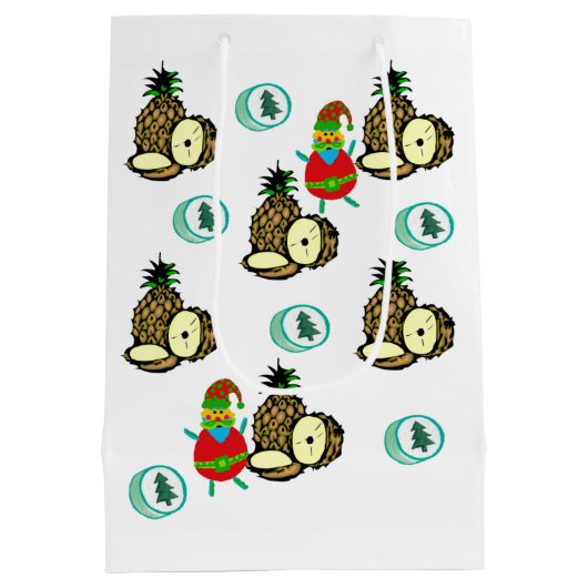 サンタクリスマスパイナップル抱き枕 ミディアムペーパーバッグ (裏面)