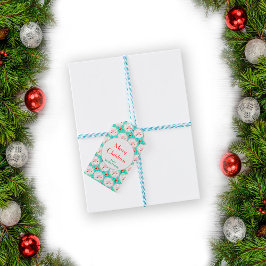 サンタクリスマスピックボールのオージーパターン ギフトタグ