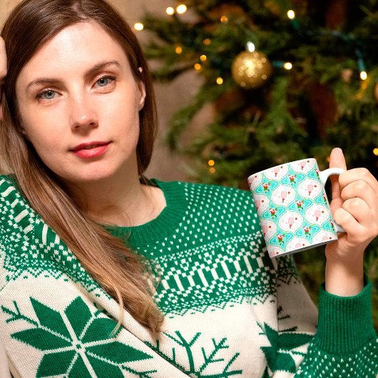 サンタクリスマスピックボールのオージーパターン コーヒーマグカップ