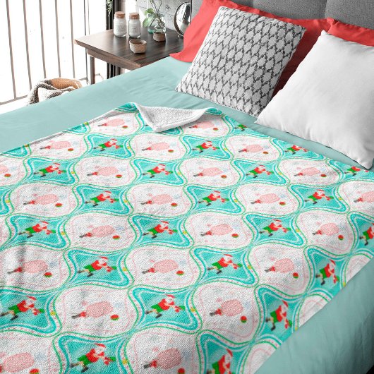 サンタクリスマスピックボールのオージーパターン フリースブランケット