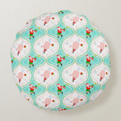 サンタクリスマスピックボールのオージーパターン ラウンドクッション (裏面)