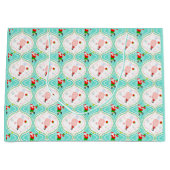 サンタクリスマスピックボールのオージーパターン ラージペーパーバッグ (正面)