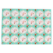 サンタクリスマスピックボールのオージーパターン ラージペーパーバッグ (裏面)