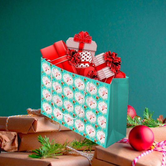 サンタクリスマスピックボールのオージーパターン ラージペーパーバッグ