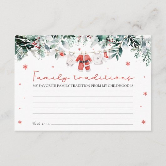 サンタクリスマスファミリー伝統ベビーシャワーゲーム エンクロージャーカード (正面)