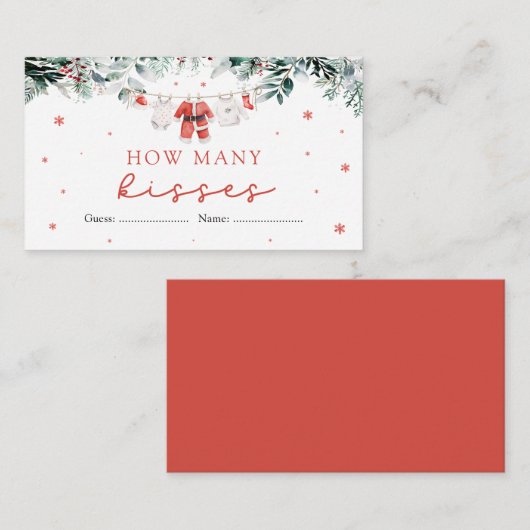 サンタクリスマスベビーシャワーゲームキスの数 エンクロージャーカード (正面/裏面)