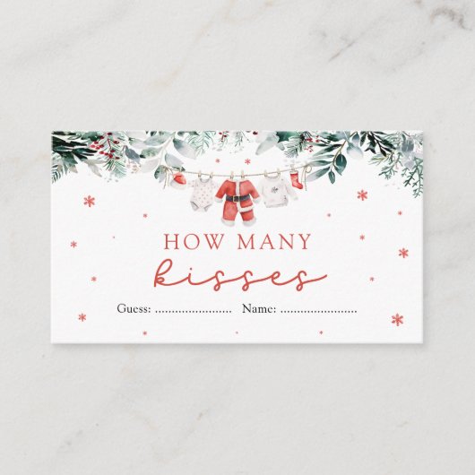 サンタクリスマスベビーシャワーゲームキスの数 エンクロージャーカード (正面)