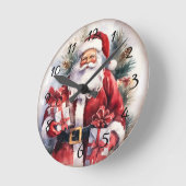 サンタクリスマスホリデー ラウンド壁時計 (傾斜)