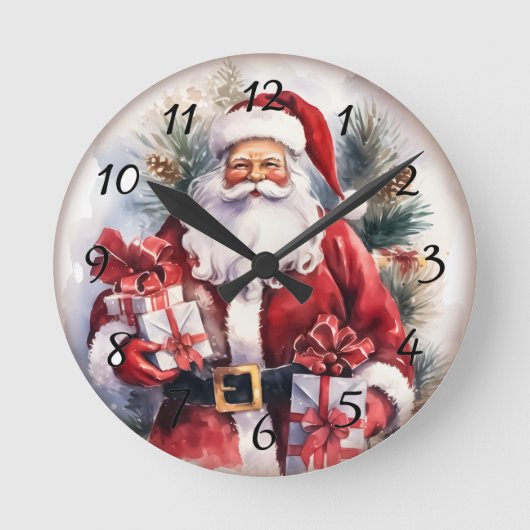サンタクリスマスホリデー ラウンド壁時計 (正面)