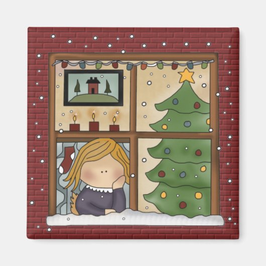 サンタクリスマスマグネットを待つ マグネット (正面)