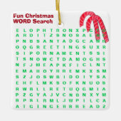 サンタクリスマスミニ15ワードパズルキャンディーキャン セラミックオーナメント (正面)