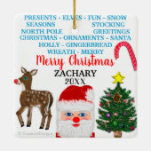 サンタクリスマスミニ15ワードパズルキャンディーケーン セラミックオーナメント (裏面)