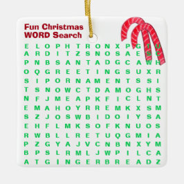 サンタクリスマスミニ15ワードパズルキャンディーケーン セラミックオーナメント