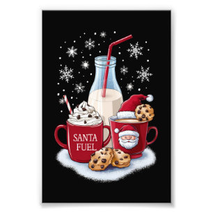 サンタクリスマスミルクとクッキーラテファミリークリスマス フォトプリント           