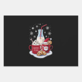サンタクリスマスミルクとクッキーラテファミリークリスマス ラッピングペーパーシート (正面)