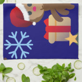 サンタクリスマスモンキー絵文字 キッチンタオル (折り畳み)