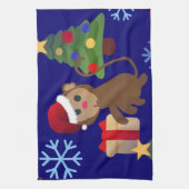 サンタクリスマスモンキー絵文字 キッチンタオル (縦)