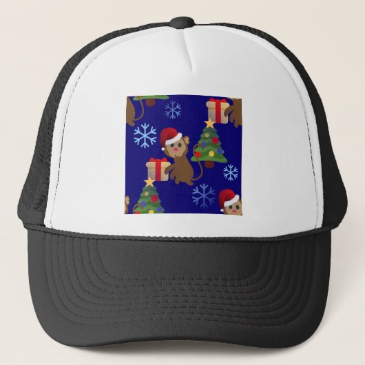 サンタクリスマスモンキー絵文字 キャップ (正面)