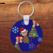 サンタクリスマスモンキー絵文字 キーホルダー (正面)