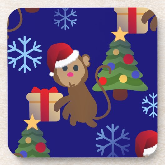 サンタクリスマスモンキー絵文字 コースター (正面)