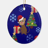 サンタクリスマスモンキー絵文字 セラミックオーナメント (左)