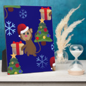 サンタクリスマスモンキー絵文字 フォトプラーク (側面)