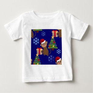 サンタクリスマスモンキー絵文字 ベビーTシャツ