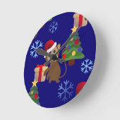 サンタクリスマスモンキー絵文字 ラウンド壁時計 (傾斜)