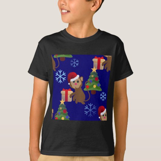 サンタクリスマスモンキー絵文字 Tシャツ (正面)