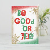 サンタクリスマスランサムノートレッドグリーン金ゴールドグリッター 招待状 (スタンド正面)