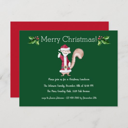 サンタクリスマスランチョン招待状 招待状 (正面/裏面)