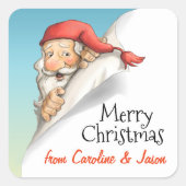 サンタクリスマスリスト(名前をカスタムする付) スクエアシール (正面)