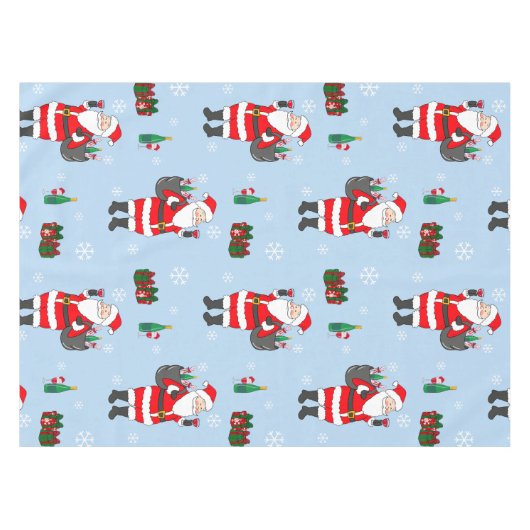 サンタクリスマスレッドワインデコールフェスティバルホリデー テーブルクロス (正面(横))