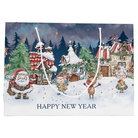 サンタクリスマス小妖精や小人ルドルフ抱き枕 ラージペーパーバッグ (裏面)