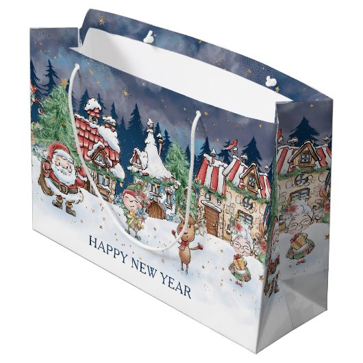 サンタクリスマス小妖精や小人ルドルフ抱き枕 ラージペーパーバッグ (裏面アングル)