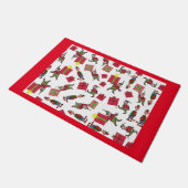 サンタクリスマス小妖精や小人赤いドーム ドアマット (アングル)