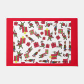 サンタクリスマス小妖精や小人赤いドーム ドアマット (正面)