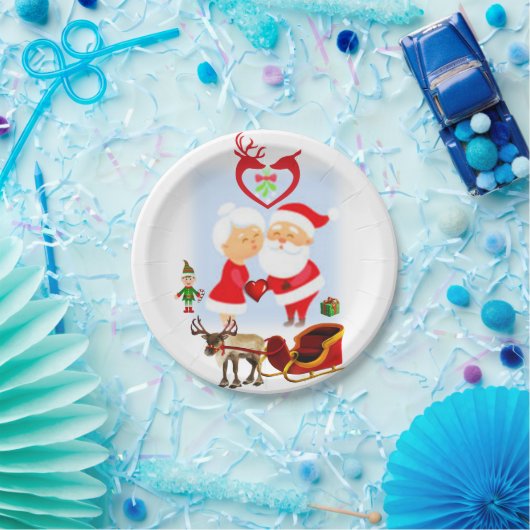 サンタクリスマス紙プレート ペーパープレート (パーティー)
