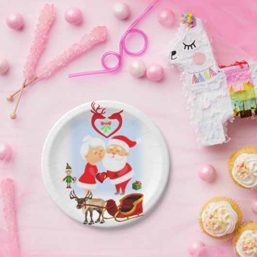 サンタクリスマス紙プレート ペーパープレート (パーティー)
