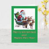 サンタクリスマス、5" x 7"折り畳みクリスマスカード カード (黄色い花)