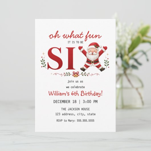 サンタクリス6歳の誕生日 クリスマスパーティー 招待状 (スタンド正面)