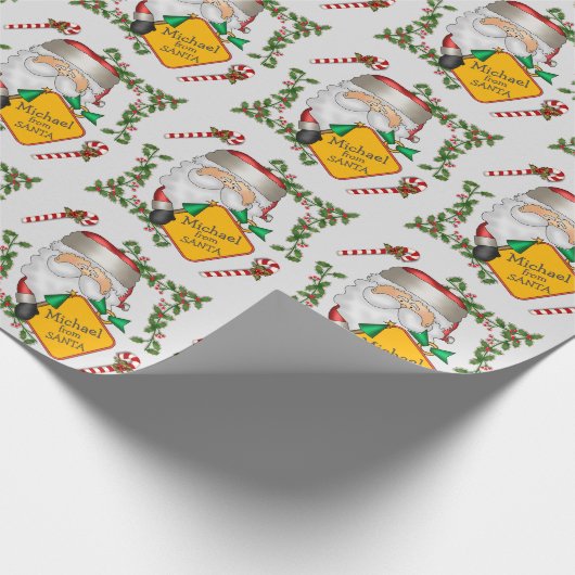 サンタクリパーソナライズされたスマスの掲示板 ラッピングペーパー (角)