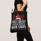 サンタクリ遊スマスとサッカーをする可能性が最も高い トートバッグ (クローズアップ)