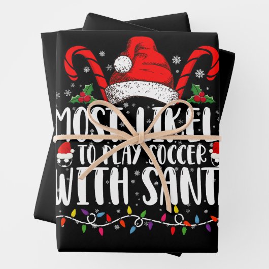 サンタクリ遊スマスとサッカーをする可能性が最も高い ラッピングペーパーシート (インサイチュ)
