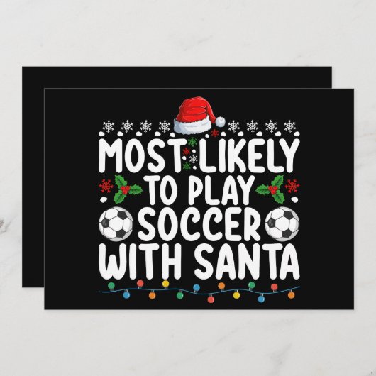 サンタクリ遊スマスとサッカーをする可能性が最も高い 招待状 (正面/裏面)